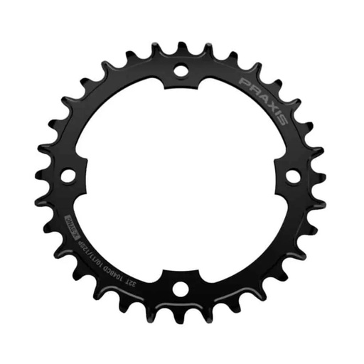 [PS-34-NW7001] MONOPLATO PRAXIS MTB 34T 104BCD (CON ROSCA M8) N/W(10/11/12V) ACERO NEGRO  10-12vel 