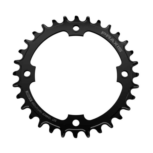 [PS-36-NW7001] MONOPLATO PRAXIS MTB 36T 104BCD (CON ROSCA) N/W(10/11/12V) ACERO NEGRO